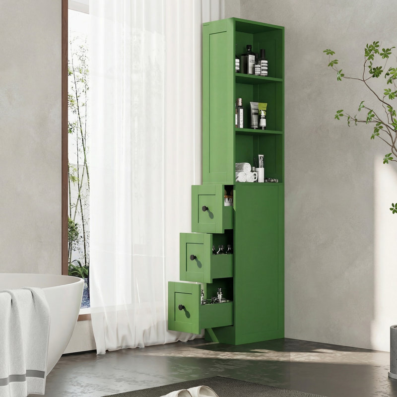 3-Shelf Tall Thin Bathroom Storage Cabinet