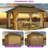 Solid Wood Patio Gazebo with Double Roof Hardtop and Curtains-96427317