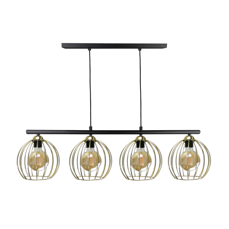 Gharass 4 - Light Kitchen Island Pendant, Black/Gold