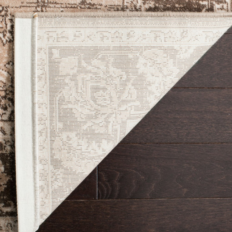 Beige and Light Brown Rectangular Viscose Area Rug, 8' x 11'
