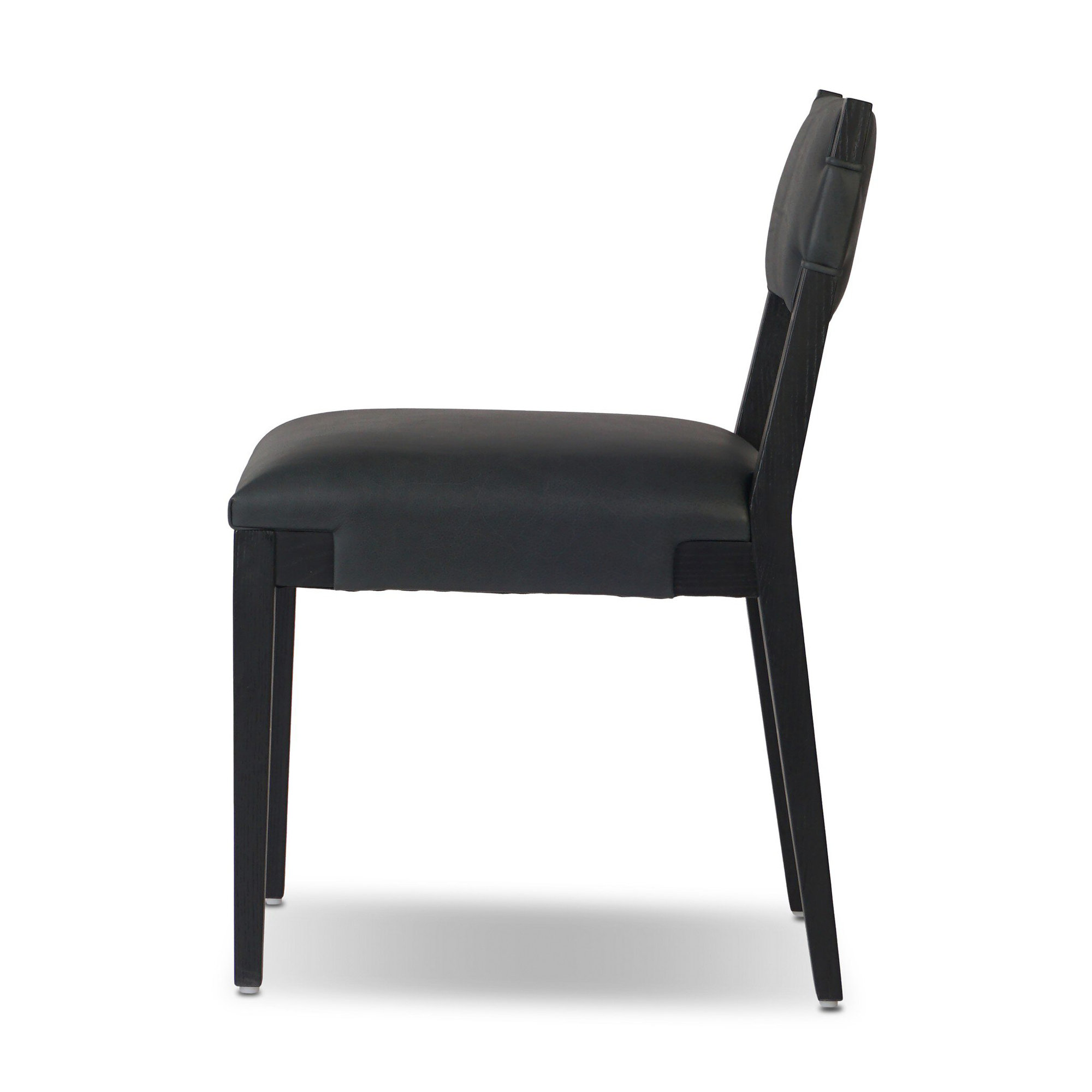 Bilbrey Leather Side Chair, Brickhouse Black, Black Ash