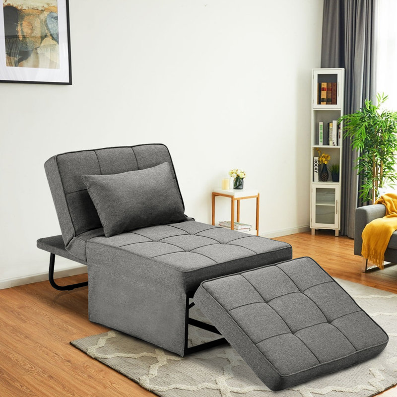 Cimino Upholstered 28'' Reclining Sofa Bed, Dark Gray