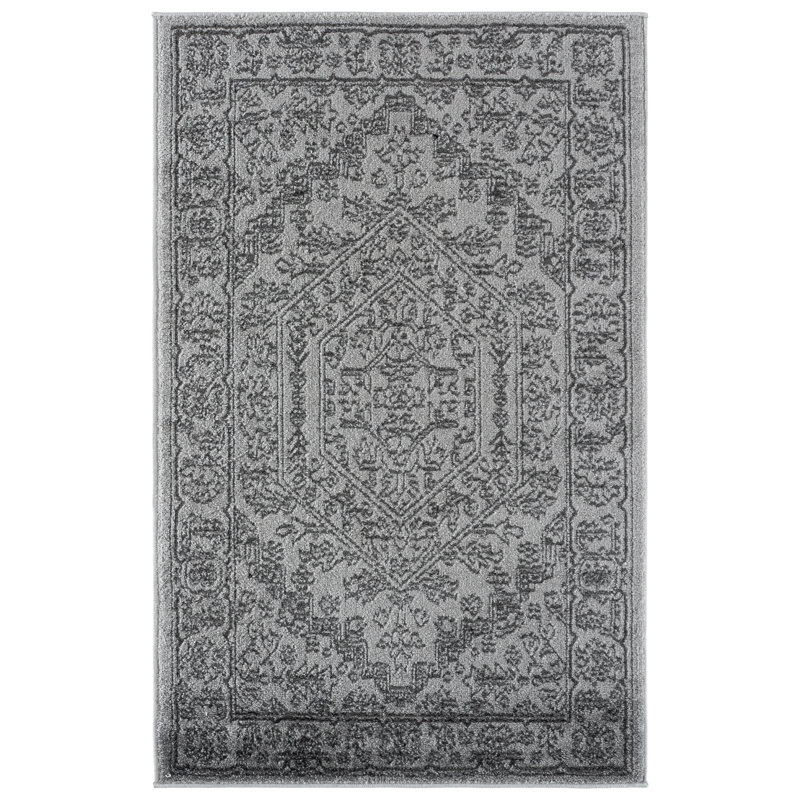 Crowborough Oriental Light Gray/Dark Gray Area Rug, Rectangle 3' x 5'