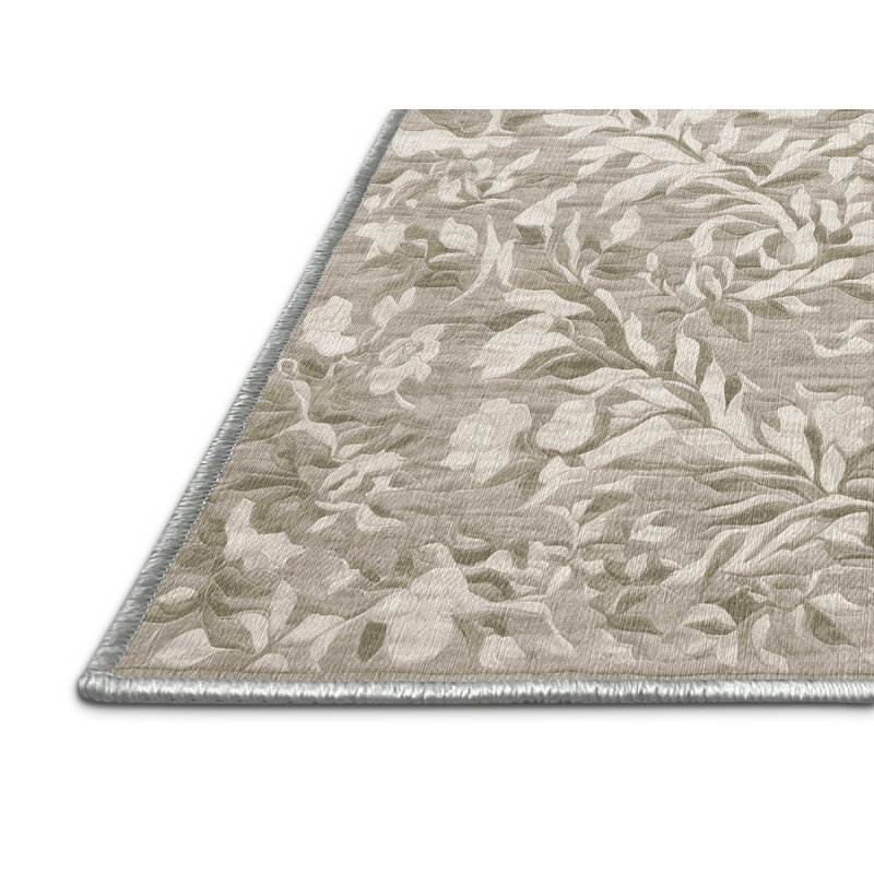 Machine Washable Beige Area Rug, Rectangle 3' x 5'