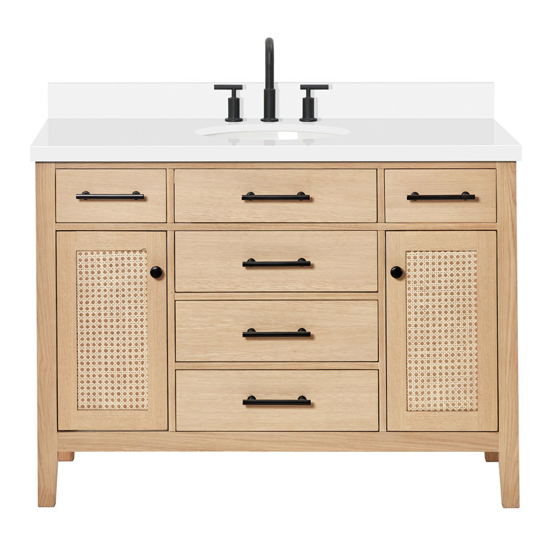 ARIEL Camila 61 Single Sink Bathroom Vanity with Pure White Quartz Top, Oval, 49"