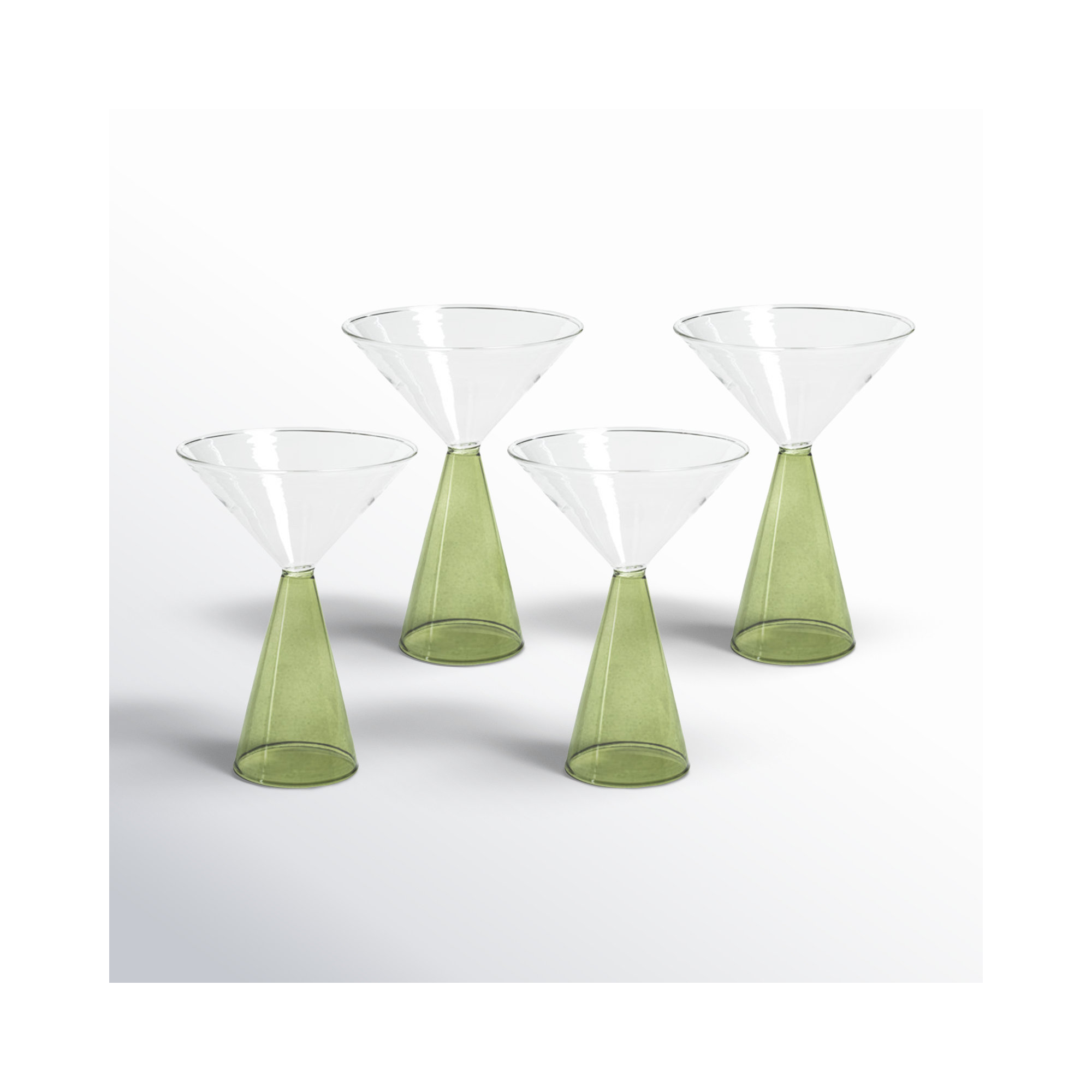 Monticello Martini Glasses, Green