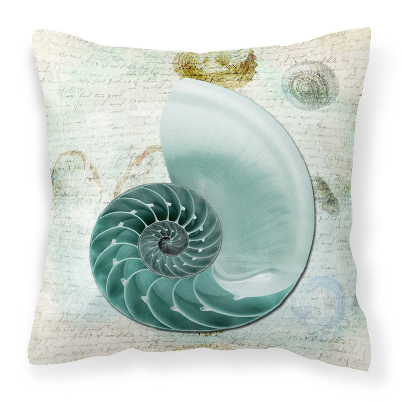Shells Outdoor Reversible Throw Pillow, 18" H x 18" W x 5.5" D