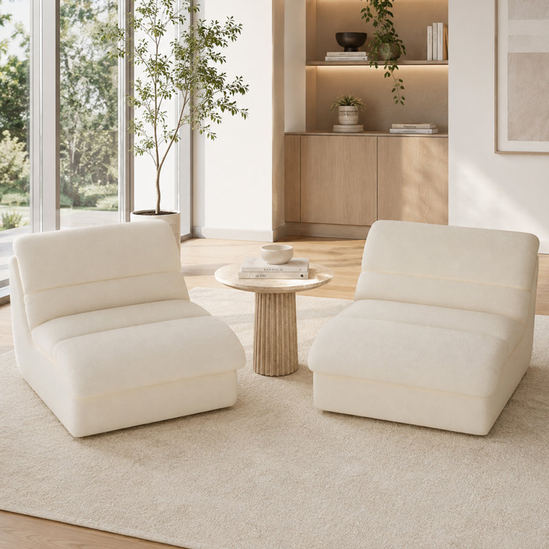 Chaise d'appoint rembourrée Modern, Blanc