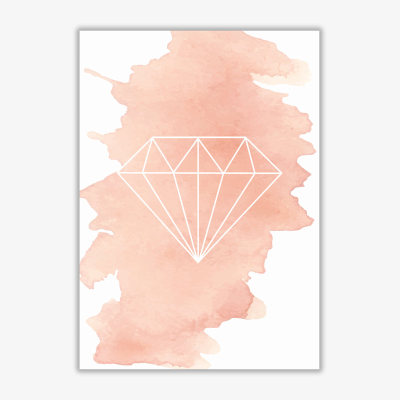 Geo Diamond Peach - Print, 60 cm H x 42 cm W x 1 cm D, No Frame