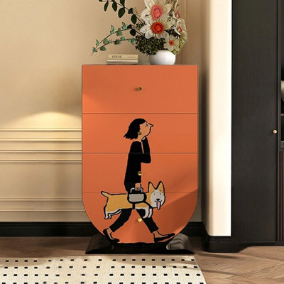 Modern creative wooden four-drawer accent chest.