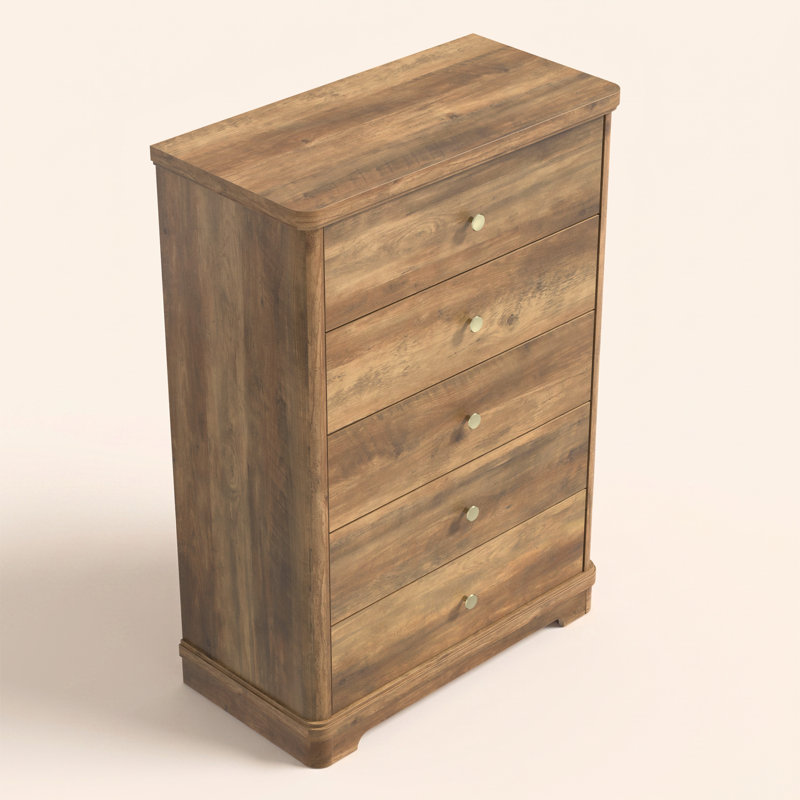 Commode à 5 tiroirs avec base sculptée Burkhart l 31,2 po