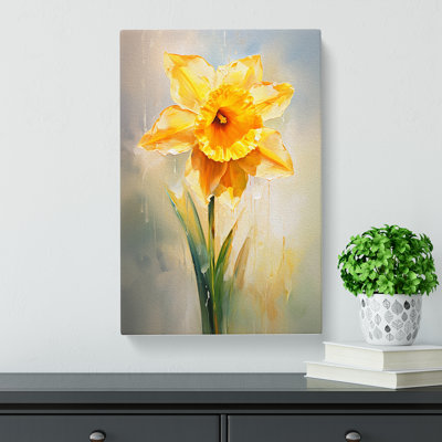Daffodil Flower Impressionism - Wrapped Canvas Print