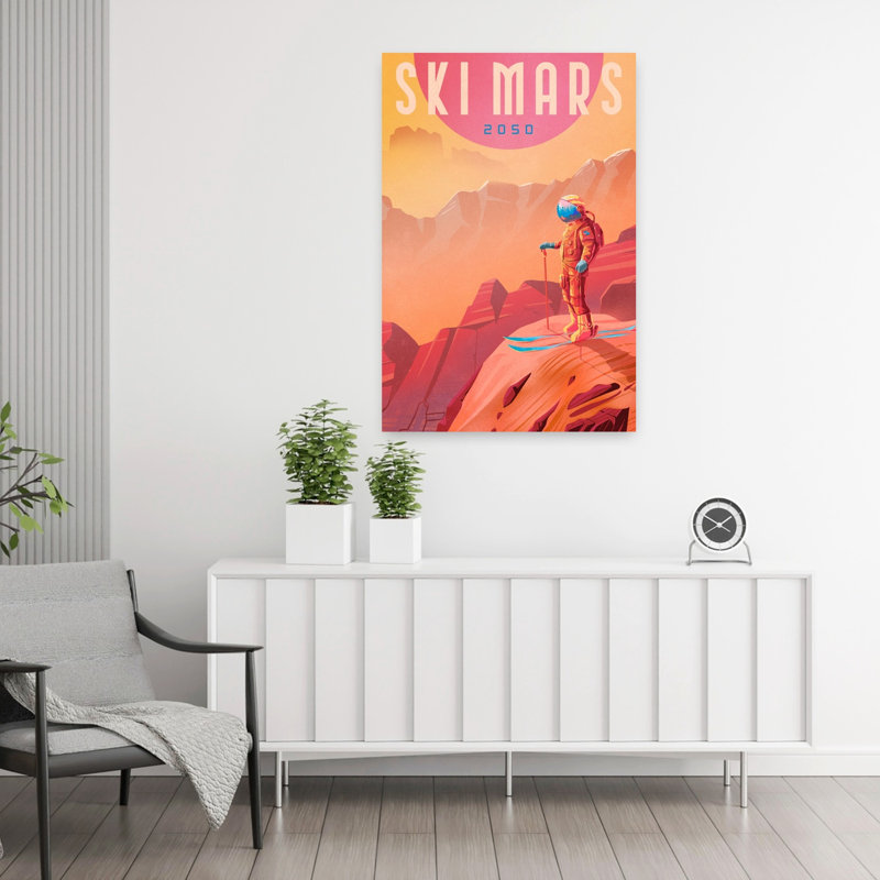 Ski Mars Abstract Contemporary Wall Art Print, 91.44cm H x 60.96cm W