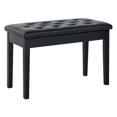 Piano Bench, Duet Piano Chair with Faux Leather Padded Cushion and Wooden Frame, Button Tufted Keyboard Bench