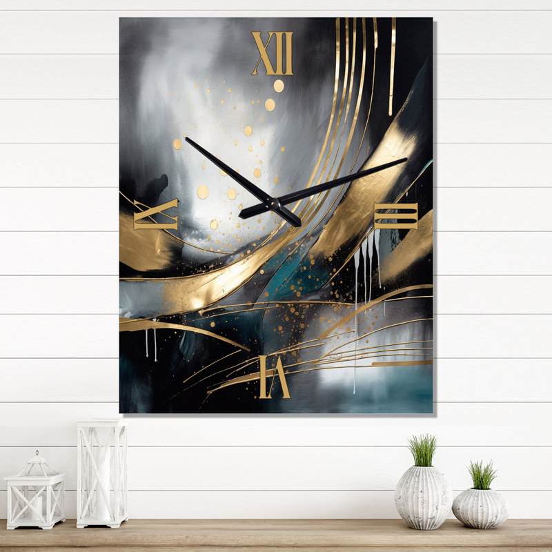 Shapes And Lines Abstract Marble II - Horloges murales abstraites en marbre, Très grand