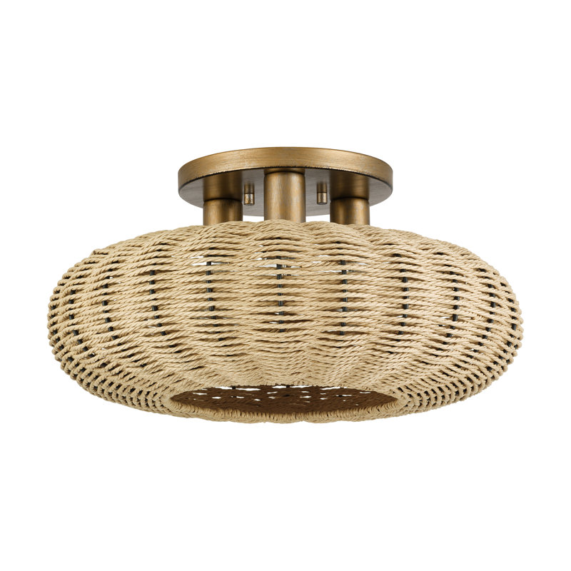 Amileigh 3 Light Antique Gold Leaf Large Semi-flush, 8" H x 18" W x 18" D
