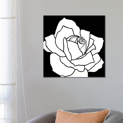 White Rose 1 Piece Wrapped Canvas Painting