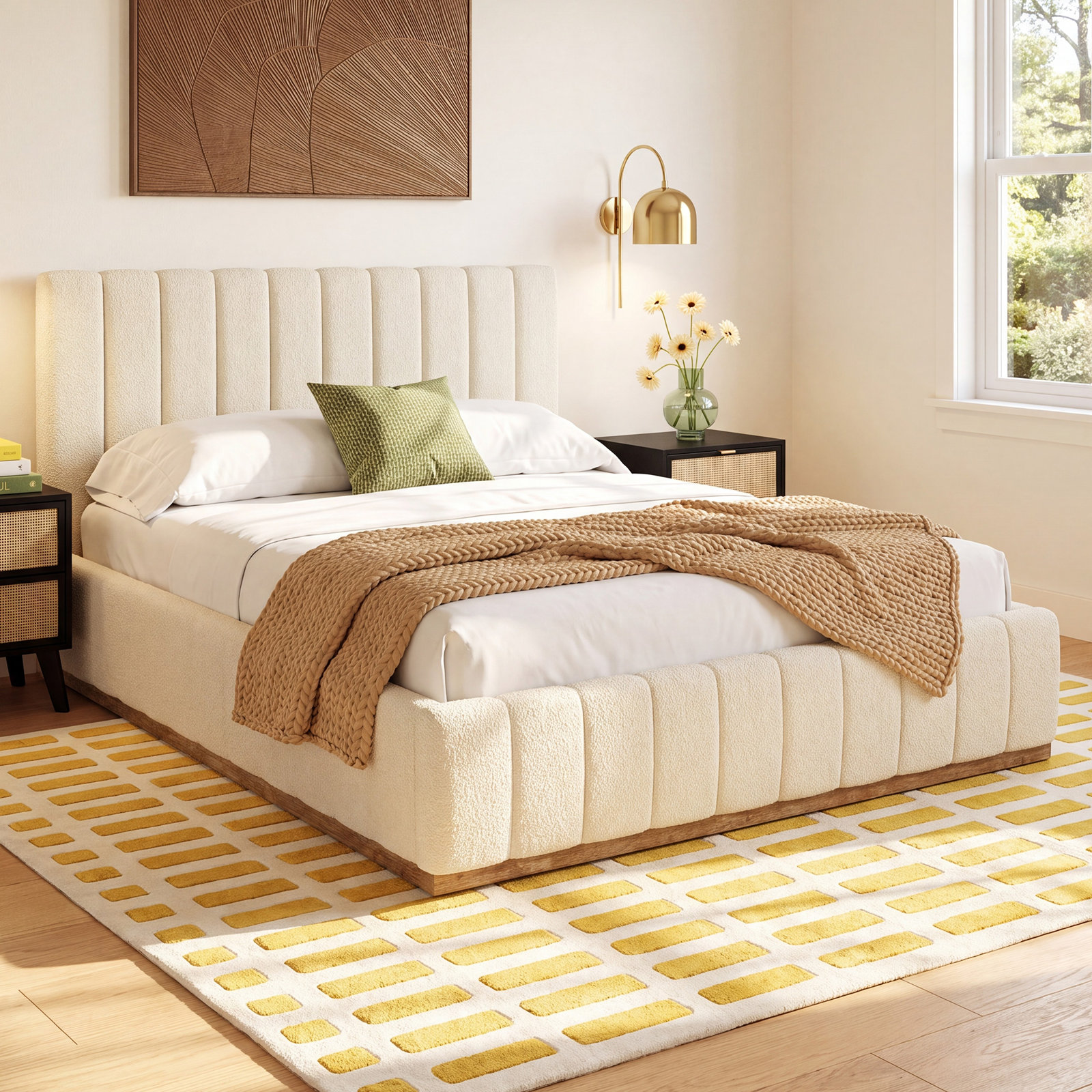 Braesyn Upholstered Bed, Cream, Queen