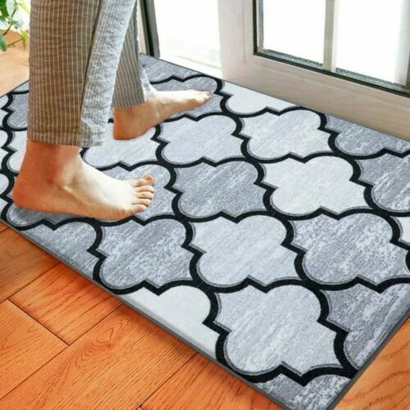 Non Slip  Geometric Door Mat 50x80 cm – Indoor Outdoor Entryway Doormat for Home, Kitchen & Hallway, Light Grey