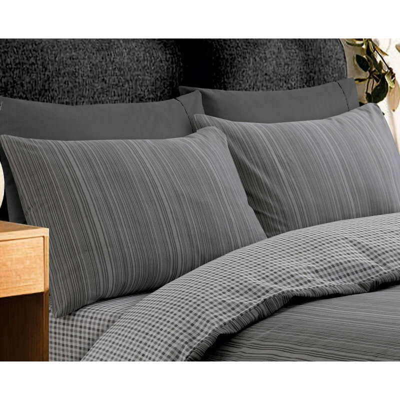 Cotton Duvet Cover Set, Super King Duvet Cover  + 2 Standard Pillowcases, Slate Grey