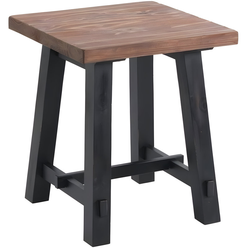 Adam 27" Natural and Black Solid Wood Side Table