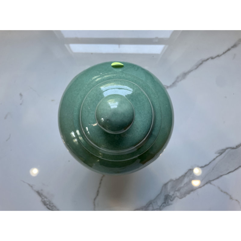Boudah Handmade Ceramic Decorative Urns & Jars, Green, 14" H x 8" W x 8" D