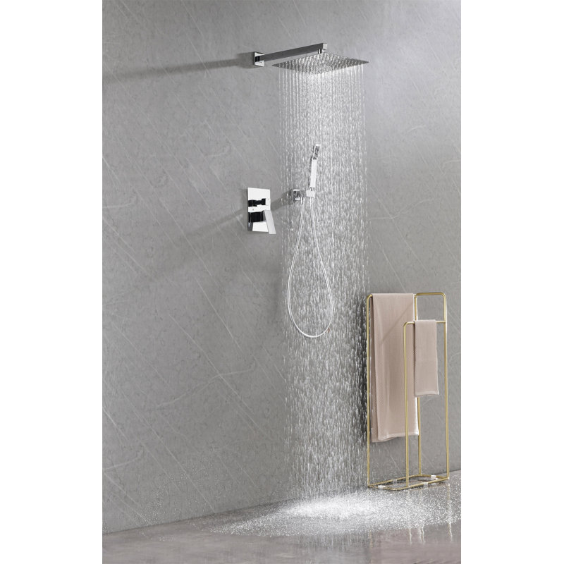 Shower Set System Bathroom Luxury Rain Mixer Shower Combo Set Wall Mounted Rainfall Shower Head Faucet, Chrome