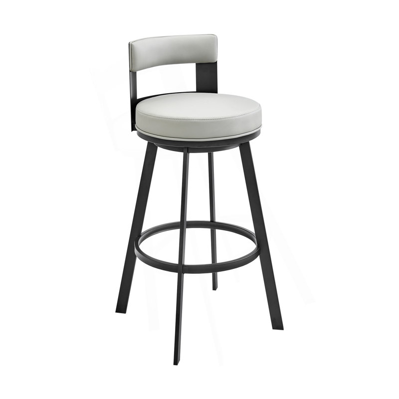 Tabouret tournant 30 "en métal avec similicuir, Siège gris / structure noire