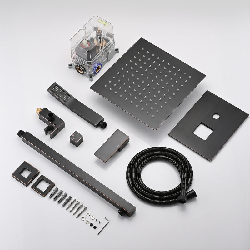 Oil-Rubbed Bronze Wall Mounted Shower System With 10" Rainfall, Handheld Faucets And Self-Cleaning Nozzle Faucet In Rainfall
