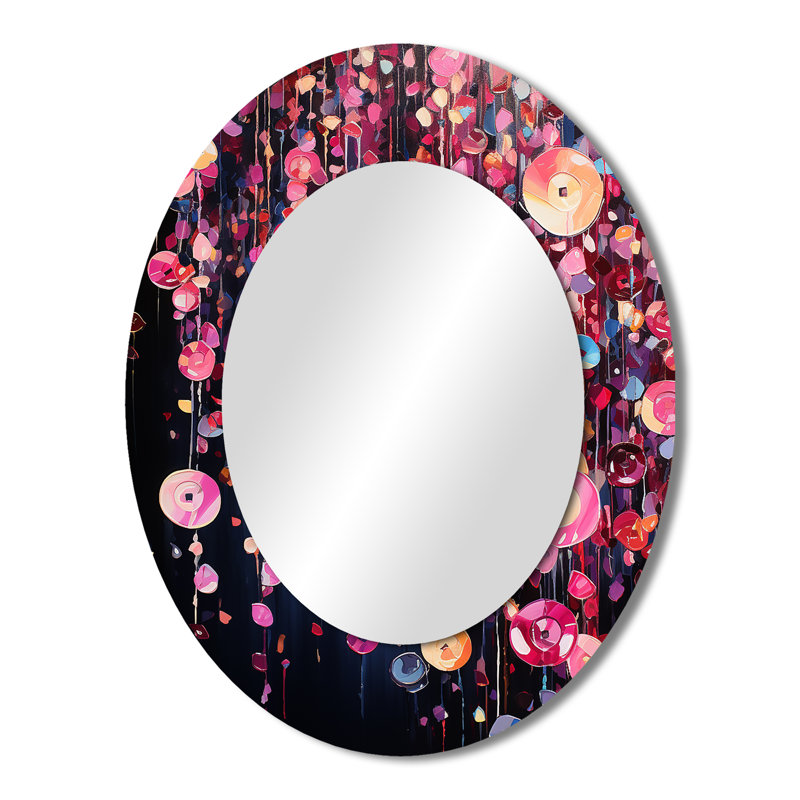 Miroir mural rose et noir, H 43 po x l 33 po