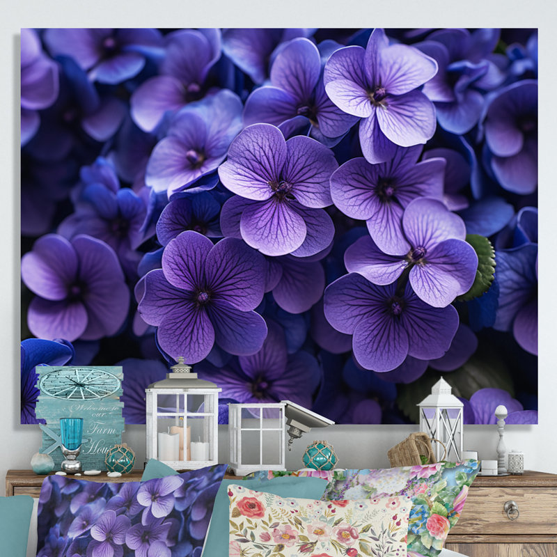 Violets Whispering Photo IV - Décoration murale florale, H 16 po x l 32 po x P 1 po, Toile tendue