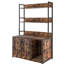 Armoire d'intérieur pour chat avec bac à litière et rangement pour tablette, tablette à gratter, salle de bain cachée, 2 portes, grand refuge brun stable, salle de bain, porte,