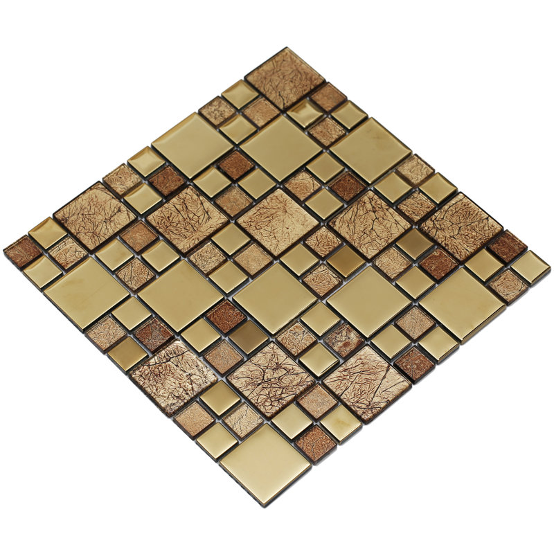 Carrelage mosaïque en verre Rousha, Or