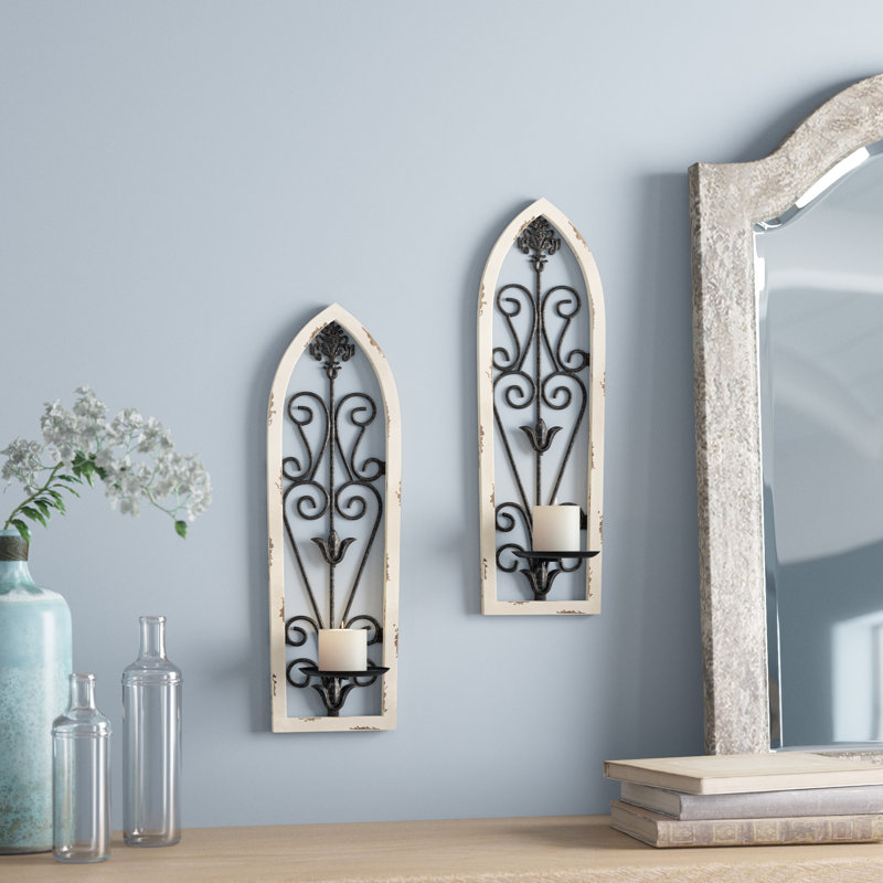 Porte-bougie en métal et bois