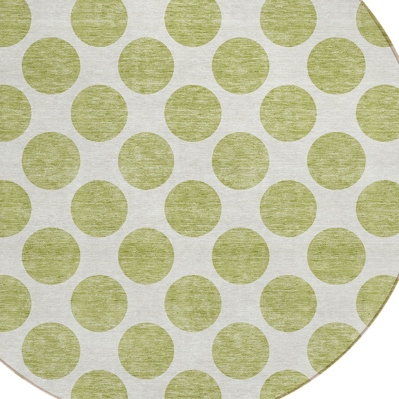 Tapis rond lavable à pois 8 po