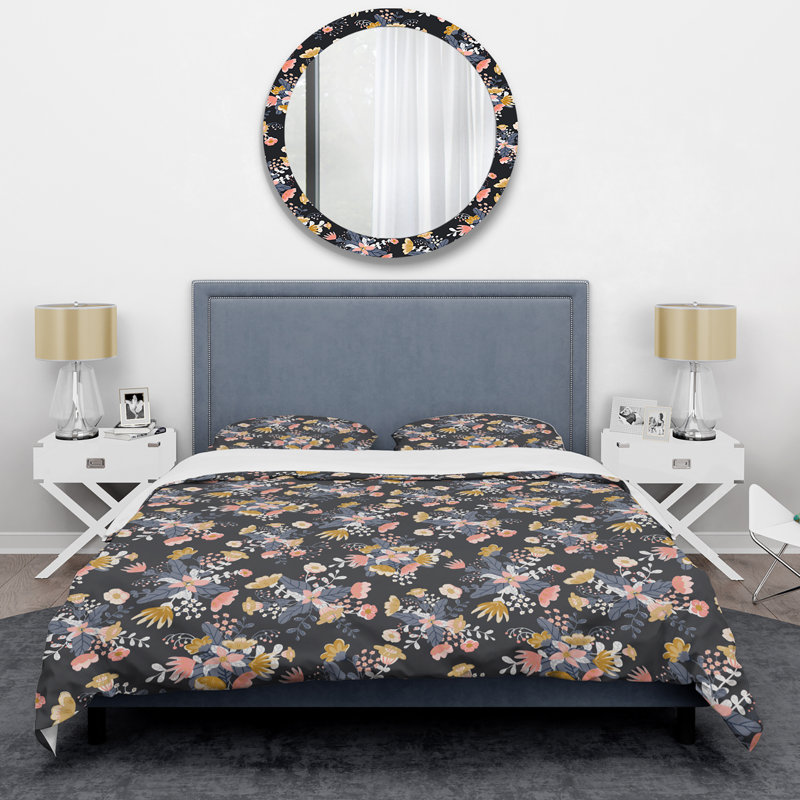 Ensemble de housse de couette en microfibre vert / rose / mauve foncé 3 pièces
