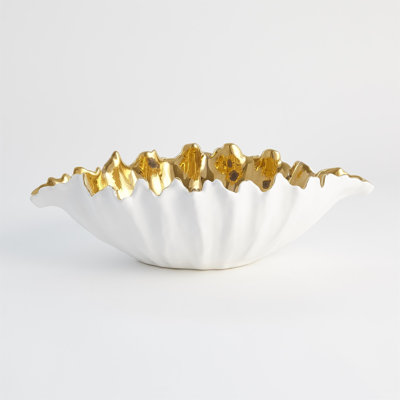 Organic Wave Oval Bowl-White-Lg