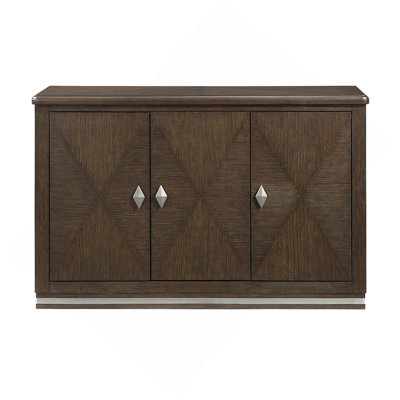 Modern Functional Server with 3 Cabinets Adjustable Shelf Durable Metallic Accent Base Wooden Dining Furniture 1pc