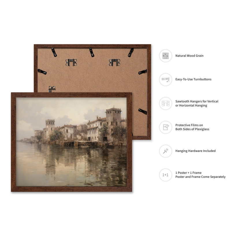 Canal de Venise No2, Affiche, H 12 po x l 16 po, Encadrement brun