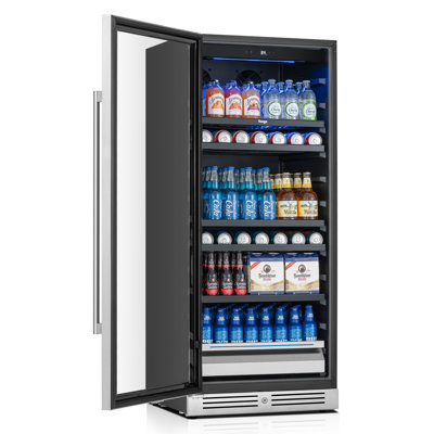 275L Built-in Beverage Refrigerator with Left Swing Door, Stainless Steel Frame and Double-Layer Glass