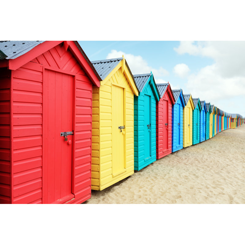 Beach Huts - Wrapped Canvas Print, 30cm H x 46cm W x 3.8cm D