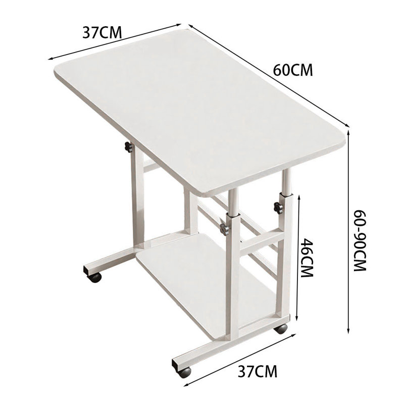 Adjustable Height Steel Computer Desk, White