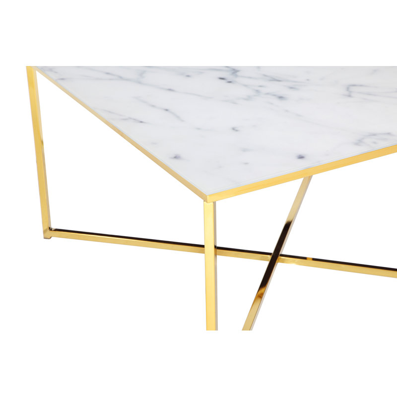 Aines Cross Legs Coffee Table, White, Gold