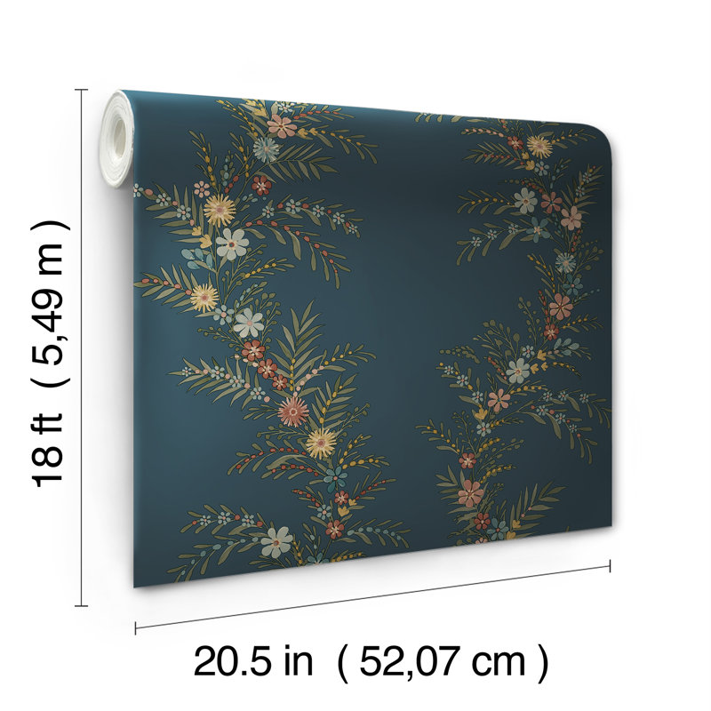 Papier peint adhésif Posy Spruce, Bleu