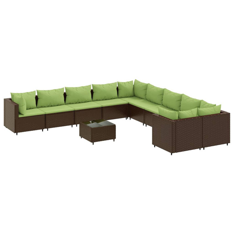 Ensemble de canapés de patio vidaXL, Vert, Brun