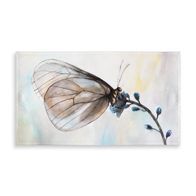 Bedroom Blue Romantic Tablecloth - Butterfly on Blue Flowers