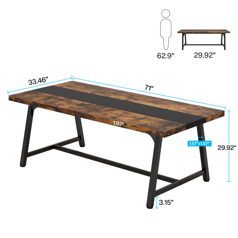 180cm Rectangle Conference Table with 1 Chairs, Brown/Black