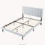 Grand lit plateforme tapissier, cadre de chambre à coucher facile à assembler, gris clair