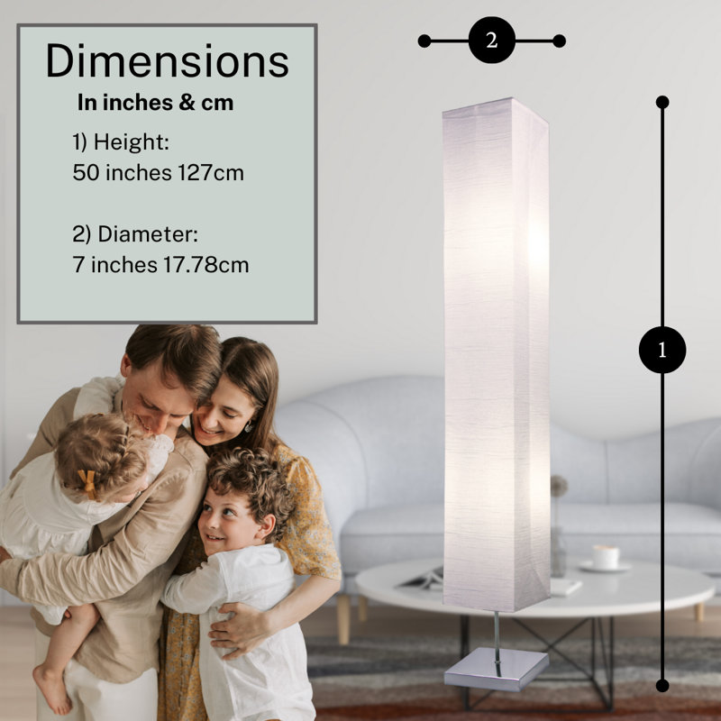 Lassalle 59" Modern White Paper Floor Lamp - Ideal for Contemporary, Living Rooms, and Bedrooms