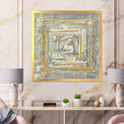«Gold Glam on Grey Tapisserie II», reproduction d'art sur toile encadrée